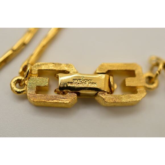 Givenchy Vintage Logo G Pendant Necklace Crystal Gold Signed NOS 80s 1980s BinP - Picture 8 of 12